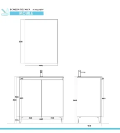 Mobile bagno da appoggio "revital" rovere, 80x46x86 cm