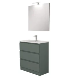 Mobile bagno da terra "leonardo" 3 cassetti verde salvia, 78x39,5x85 cm