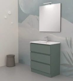 Mobile bagno da terra "leonardo" 3 cassetti verde salvia, 78x39,5x85 cm
