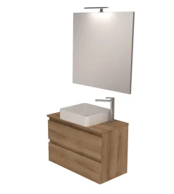 Mobile bagno "leonardo" rovere con lavello ad appoggio, 78x40x50 cm