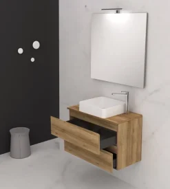 Mobile bagno "leonardo" rovere con lavello ad appoggio, 78x40x50 cm