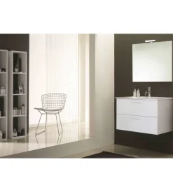 Mobile bagno sospeso "alice" con 2 cassettoni bianco lucido, 80x47x53 cm