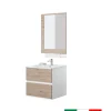 Mobile bagno sospeso "fabula" 2 cassetti bianco e rovere, 60x47x57 cm