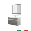 Mobile bagno sospeso "fabula" 2 ante bianco e cemento, 90x47x57 cm