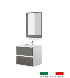 Mobile bagno sospeso "fabula" bianco e cemento, 60x47x57 cm