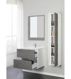 Mobile bagno sospeso "fabula" bianco e cemento, 60x47x57 cm