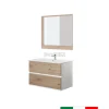 Mobile bagno sospeso "fabula" 2 cassetti bianco e rovere, 90x47x57 cm