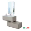 Mobile bagno sospeso "pastello" tortora con cassetti, 90x47x35 cm
