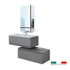Mobile bagno sospeso "pastello" grigio con cassetti, 90x47x35 cm