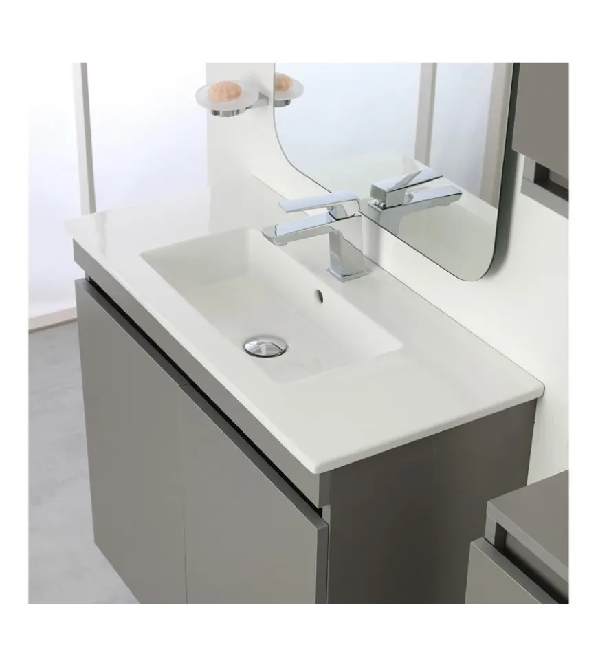 Mobile bagno sospeso "pastello" grigio con 2 ante, 80x37x69 cm