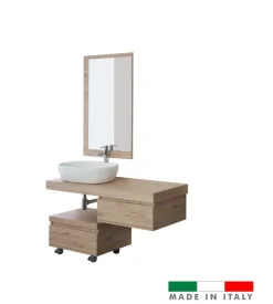 Mobile bagno sospeso "shelf" rovere con cassetti, 120x50x8 cm