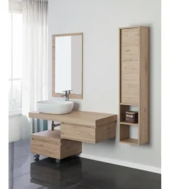 Mobile bagno sospeso "shelf" rovere con cassetti, 120x50x8 cm