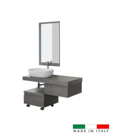 Mobile bagno sospeso "shelf"cemento con cassetti, 120x50x8 cm