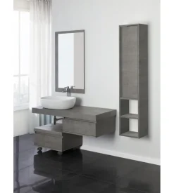 Mobile bagno sospeso "shelf"cemento con cassetti, 120x50x8 cm
