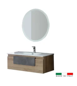 Mobile bagno sospeso "urban" con specchio e cassetti, 100x47x38 cm