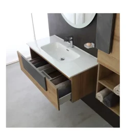 Mobile bagno sospeso "urban" con specchio e cassetti, 100x47x38 cm