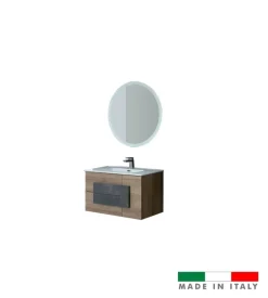 Mobile bagno sospeso "urban" con specchio e cassetti, 80x47x49 cm