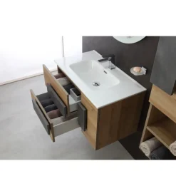 Mobile bagno sospeso "urban" con specchio e cassetti, 80x47x49 cm