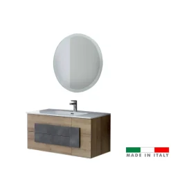 Mobile bagno sospeso "urban" con specchio e cassetti, 100x47x49 cm