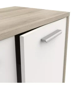 Mobile bianco e quercia con 2 ante e  4 cassetti, 113x84x36 cm