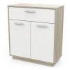 Mobile bianco e quercia con 2 ante e  1 cassetto, 78x36x84 cm