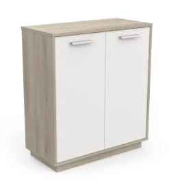 Mobile bianco e quercia con 2 ante, 78x36x84 cm