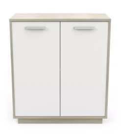 Mobile bianco e quercia con 2 ante, 78x36x84 cm