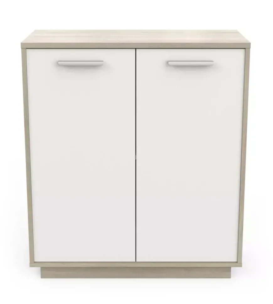 Mobile bianco e quercia con 2 ante, 78x36x84 cm