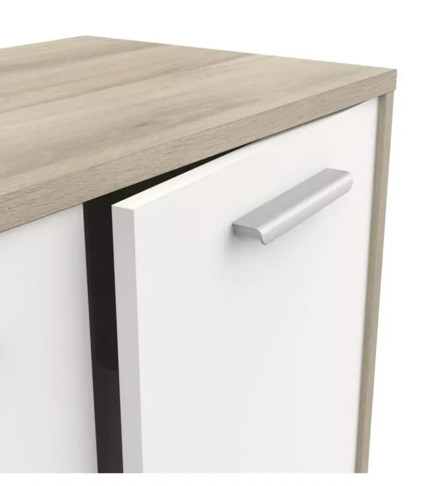 Mobile bianco e quercia con 2 ante, 78x36x84 cm