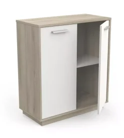 Mobile bianco e quercia con 2 ante, 78x36x84 cm