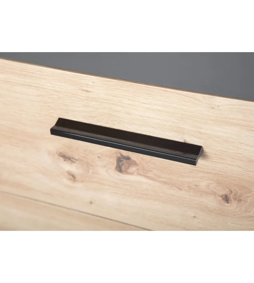 Mobile buffet 1 anta e 3 cassetti grigio e quercia, 94x40x86 cm