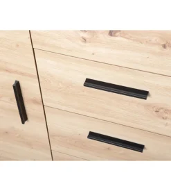 Mobile buffet 1 anta e 3 cassetti grigio e quercia, 94x40x86 cm