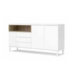 Mobile buffet bianco 3 ante e 3 cassetti, 176x90x48 cm