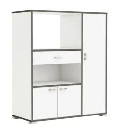 Mobile buffet cucina bianco con profili grigi, 90x112x40 cm