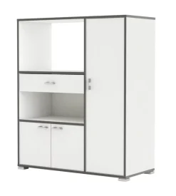 Mobile buffet cucina bianco con profili grigi, 90x112x40 cm