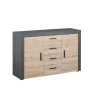 Mobile buffet grigio e quercia, 134x40x86 cm
