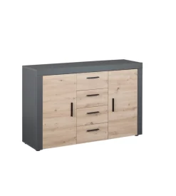 Mobile buffet grigio e quercia, 134x40x86 cm