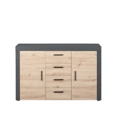 Mobile buffet grigio e quercia, 134x40x86 cm