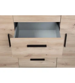 Mobile buffet grigio e quercia, 134x40x86 cm