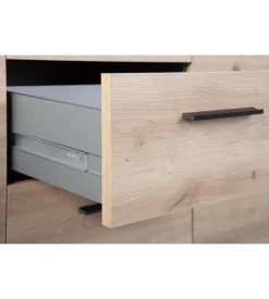 Mobile buffet grigio e quercia, 134x40x86 cm