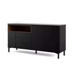 Mobile buffet nero 3 ante e 3 cassetti, 176x90x48 cm