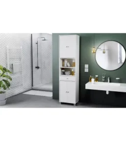 Mobile colonna "bikini" con cassetto e ante bianco 50,5x196x33 cm