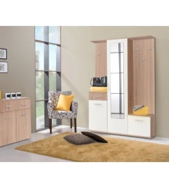 Mobile da ingresso "barcellona" legno con specchio, 133x33x197 cm