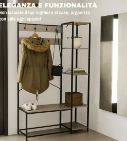 Mobile da ingresso bellahome "industrial" grigio 110x40x180 cm