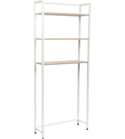 Mobile lavatrice "janet" bianco e legno, 68x24x165 cm