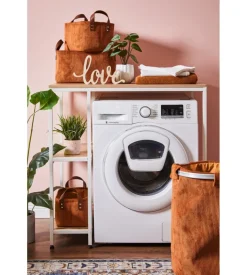 Mobile lavatrice "janet" bianco e legno, 90x60x93 cm