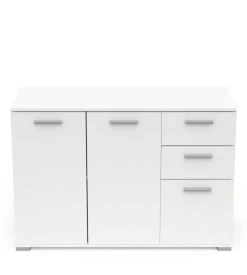 Mobile multiuso "izzy" in truciolare 3 ante e 2 cassetti bianco opaco, 119,6x41,9x82,4 cm