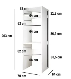 Mobile per lavatrice e asciugatrice bianco 70x64x203 cm