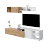 Mobile tv bianco e rovere, 220x40x44 cm