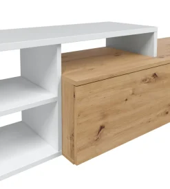 Mobile tv bianco e rovere, 220x40x44 cm